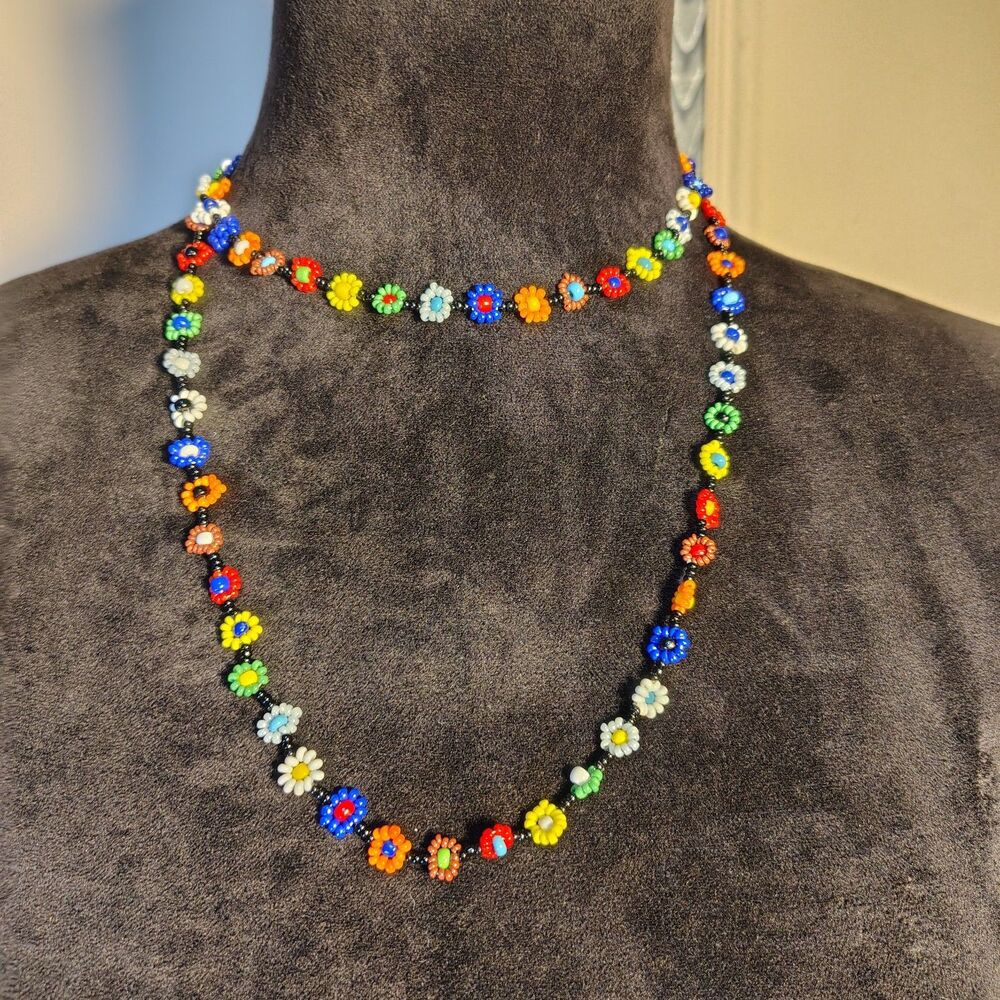Hippie Floral Beaded Boho Necklace Belly Chain VTG/J119